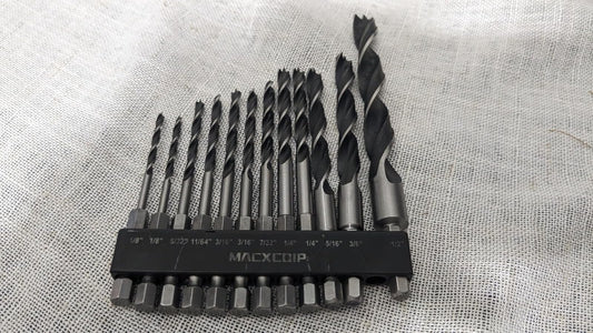 Brad Point Wood Drill Bit Set 12Pcs Hex Shank Drill Bit Set with Double Flutes