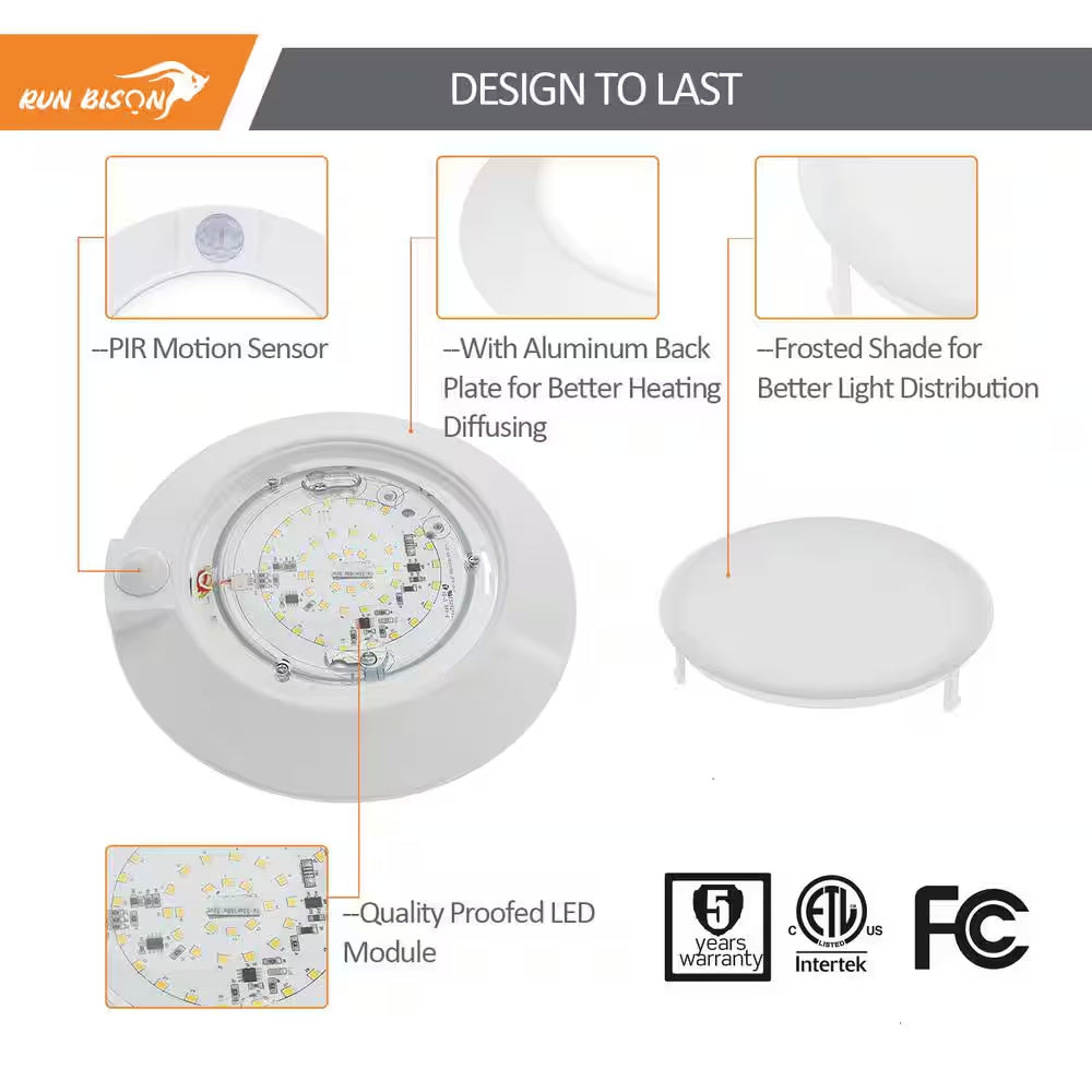 7.72 In. Integrated LED Flush Mount Indoor Motion Sensor Light 120-Volt CRI90 10-Watt 3000K, Closet Motion Sensor Light